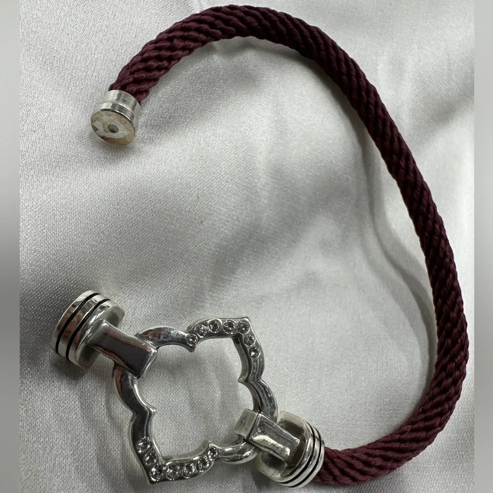 Brighton Burgundy Rope Bracelet with Silver-Tone Clasp & Crystal Accents